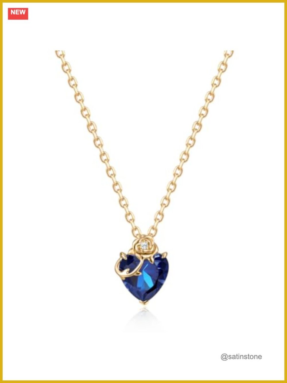 14K Solid Gold Birthstone Rose Pendant Necklace Sterling Silver Chain